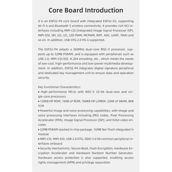 JC-ESP32P4-M3-C6 ESP32P4+ESP32-C6 Core Board ESP32P4 Minimum System Board ESP32-P4