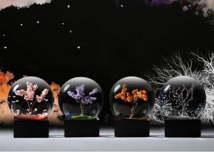 China Ball Shape Crystal Decoration Crafts Designed With Four Seasons Tree wholesale