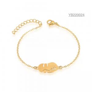 China Luxury Stainless steel hand chain 14k gold abstract girl face painting bracelets wholesale
