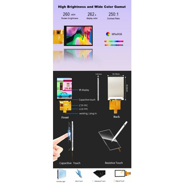 Polcd TFT 2.4 inch Spi interface LCD 240*320 RGB Color Touch Screen ST7789V 16pin 2.4 TFT Display