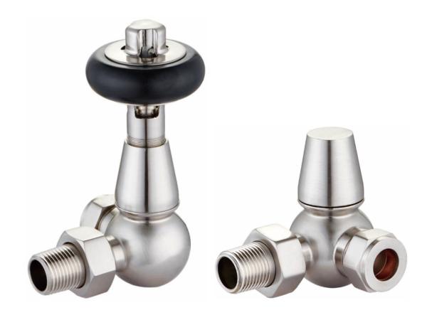 Classic Traditional Radiator Valves Chrome Corner Type 1/2 Inches For 15mm
