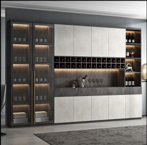 China Melamine HDF Living Room Display Cabinet Modern Wine Cabient With LED Light wholesale