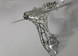China Mirror Polished Hollow Deer Head Stainless Steel Sculpture For Wall Decor wholesale