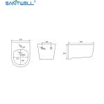 Wholesale Bathroom WC pan White Wall Hung Bidet 490*370*300 mm size Floor
