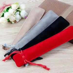 China Flannel pen bag thickened flocked pen bag double-sided flannel pen bag DrawString pen bag wholesale