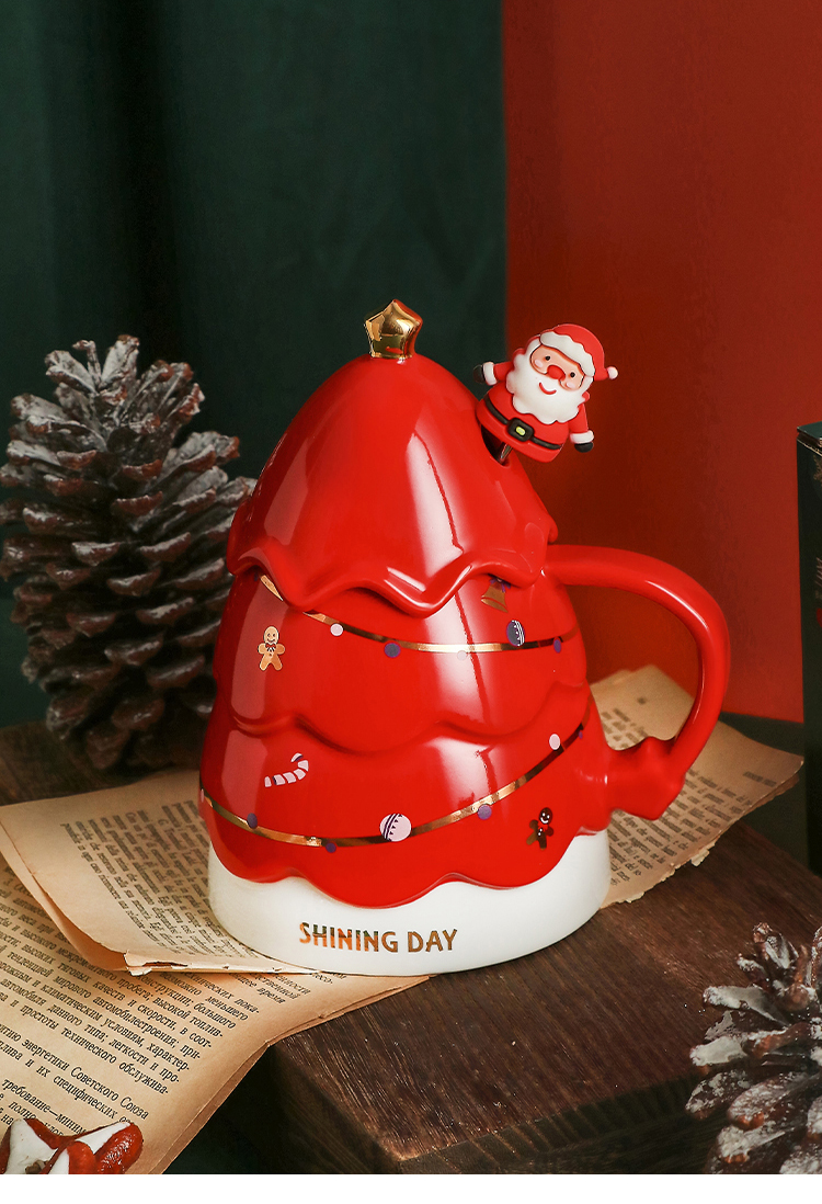 Christmas tree creative water sublimation cup ceramic mug coffee high-value couple sublimation cup
