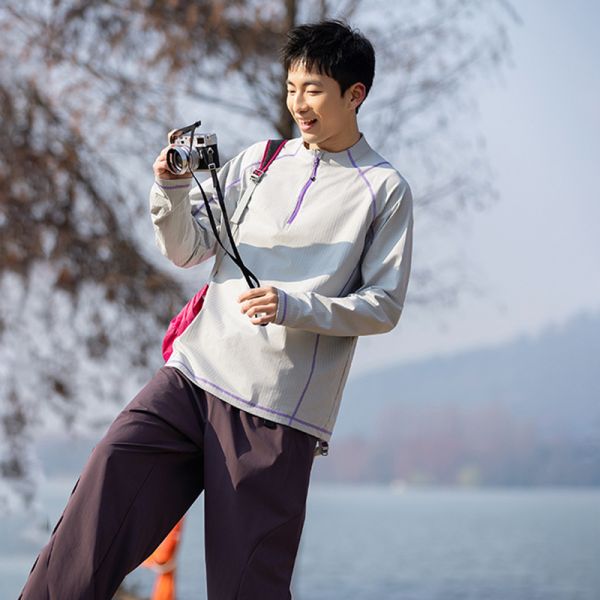 Half Zip Stand Collar Antibacterial Moisture Wicking Quick Dry Loose Breathable Sports Couple Sweatshirt