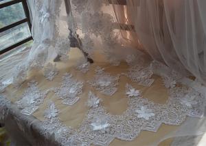 China Ivory Embroidery Corded Sequin 3D Floral Lace Fabric For Bridal Wedding Dress wholesale