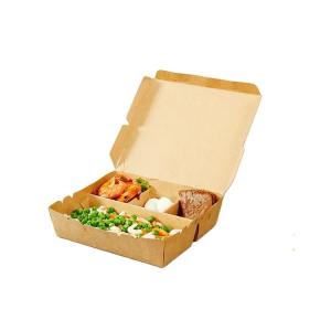 China Biodegradable Cowhide Paper Food Takeaway Boxes Containers Salad Divider wholesale