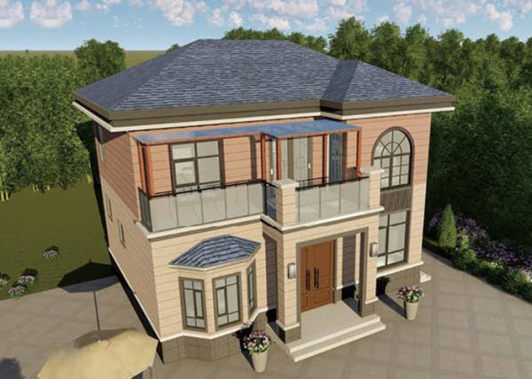Affordable Prefab House Ceramic Tiles Floor Recyclable Rural Style Light Steel