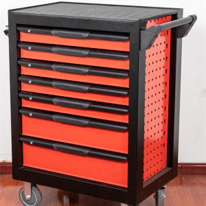 China Central Lock Vertical Tool Box Trolley On Wheels 7 Drawer Cart on sale