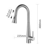 stainless steel Pull Out Black Single Hole Kitchen Faucet Mixer Hot Cold Brushed