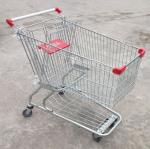 Steel Grocery Carts On Wheels American Style Chromed Metal Shopping Baskets