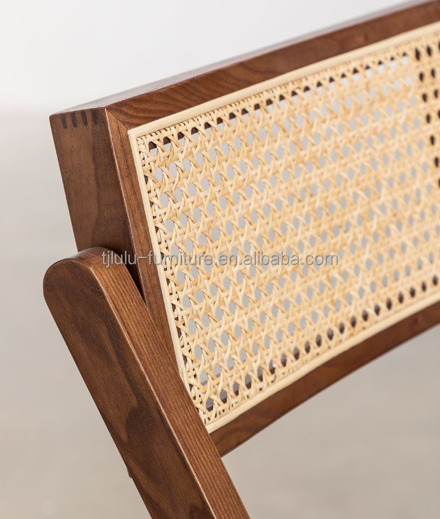 Restaurant Hotel Nordic Modern Natural Rattan Foldable Solid Wood Dining Chair for Dining Room Furniture
