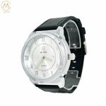 Hot Sell Alloy White Black Metal Quartz Movt Watch With Leather Strap