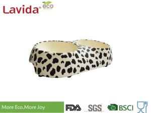 China Portable Melamine Double Pet Food Bowl 28*16.3*6cm Free From Harmful Synthetic Material wholesale