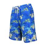 Digital Printed Polyester Men'S Wide Leg Blue Beach Shorts