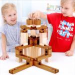 60pcs Wooden Marble Track Assembly Building Blocks Ball Puzzle Children