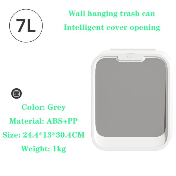 Household Wall Mounted Trash Can 7L Smart Trash Can For Kitchen