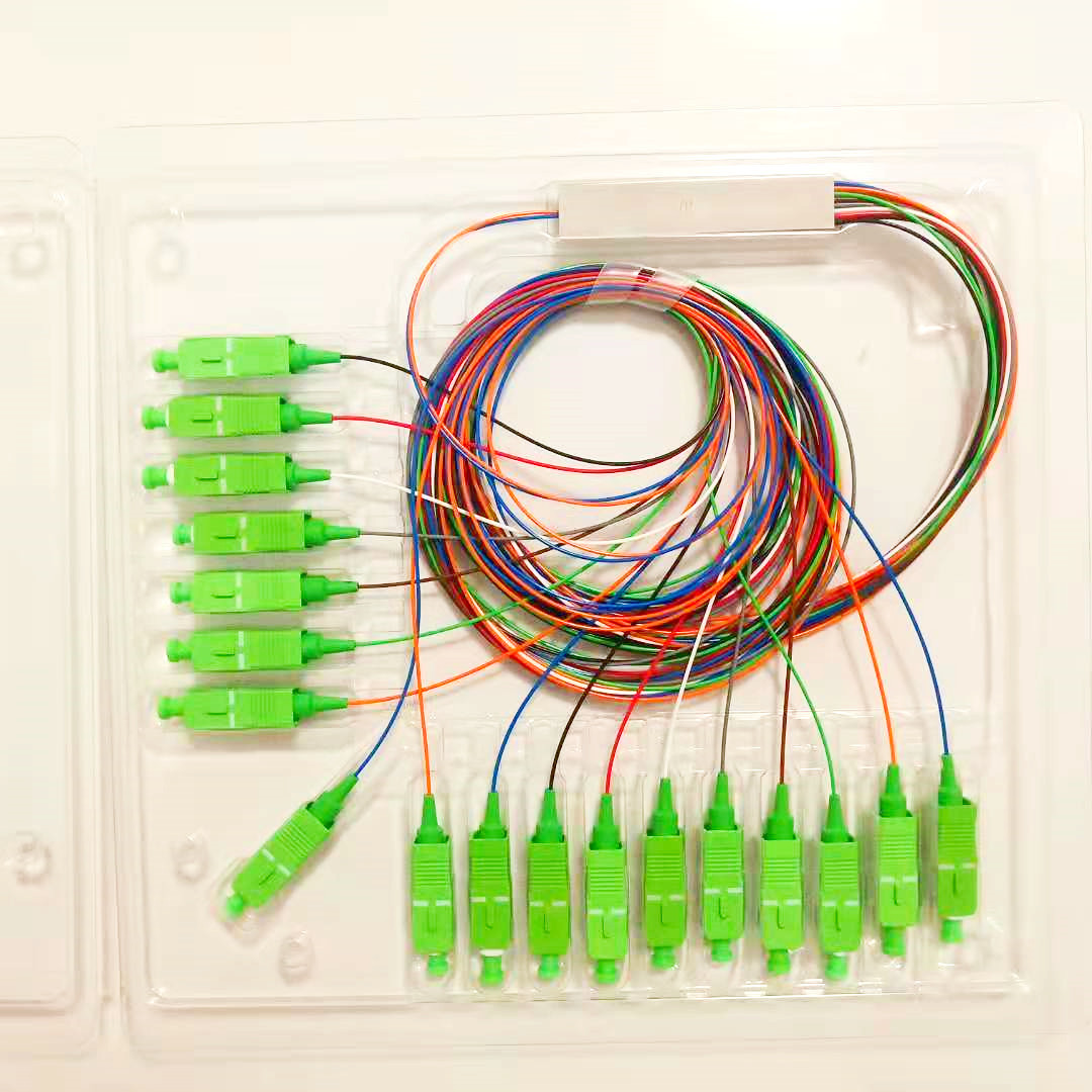 FTTH 2x16 PVC Fiber Optic PLC Splitter With Sc / Apc Connector