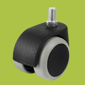 China 50mm big caster double wheels thread stem furniture casters with black and grey wholesale
