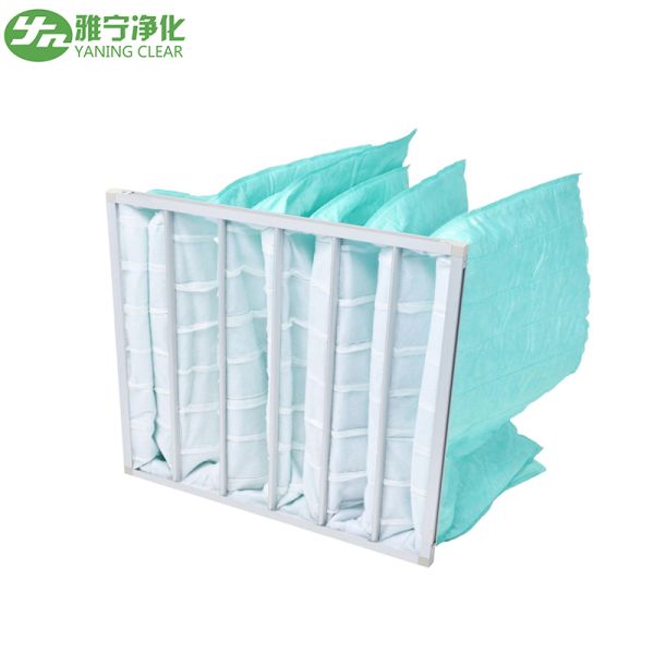 HVAC System Polyester Pocket Air Filter Bag M6-M9 3200m³/h Air Volume Galvanized Sheet Frame