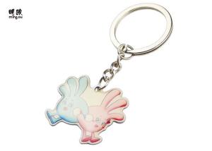 China Epoxy Printed Metal Key Ring With Stainless Steel Material , Brush Nickel Coating wholesale