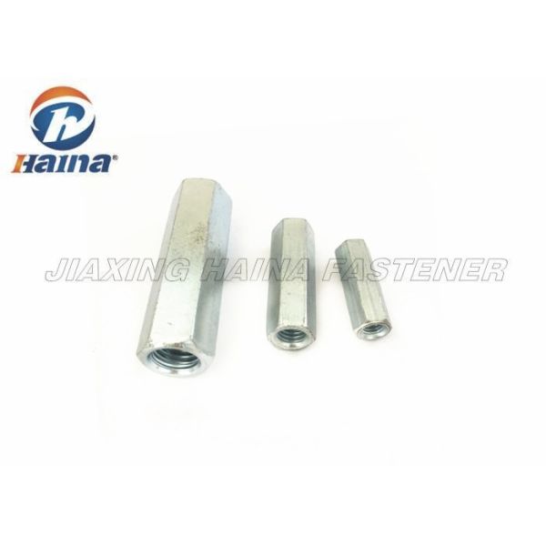 M6 Long Hex Coupling Nut Carbon Steel , Threaded Rod Coupling Nut For Rail Transit