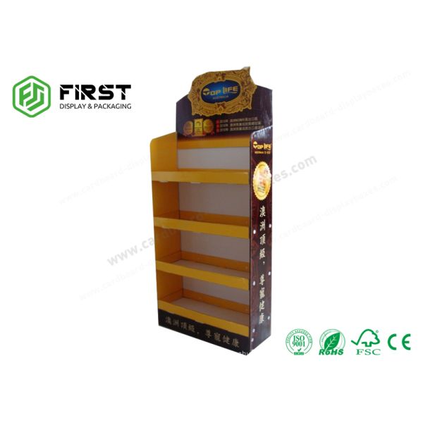Customized Corrugated Carton Stand Foldable Cardboard Chocolate Floor Display Shelf