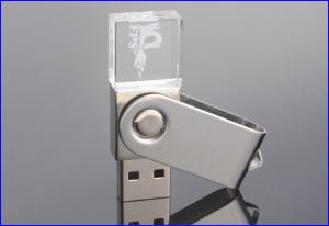China Swivel Cap 16GB Thumb Drive Stick Mini Crystal LED Light 3D Logo wholesale