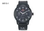 Date Display Men's Quartz Watch Black And Brown Leather Band M513