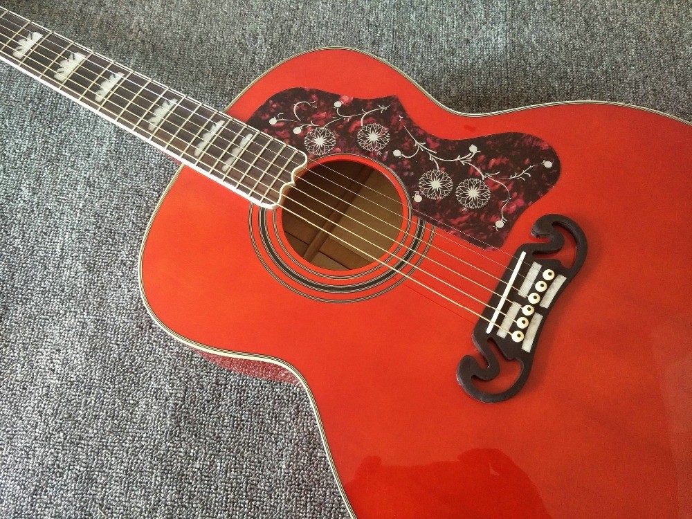 customization G200 Acoustic Guitar Flame red Top Solid spruce maple Tiger stripes Body Guitar