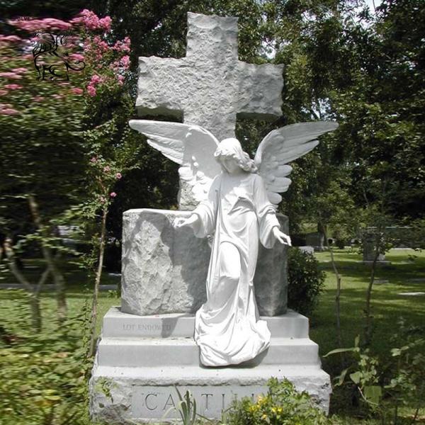 Cemetery Angel Statue Monument Marble Sculpture Cross Tombstone Grave Yard Stone
