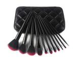 MSDS Portable 11pcs Cosmetic Makeup Brush Set With Leather Bag