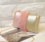 2016 new phone bag plush Night female fashion evening bag hit the color tide