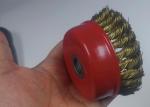 4 Inch OD Twisted Knot Copper Wire Cup Brush 16mm Inner Hole For Removing Paint