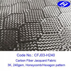 China Honeycomb / Hexagon Pattern 3K Carbon Black Fiber Jacquard Fabric wholesale