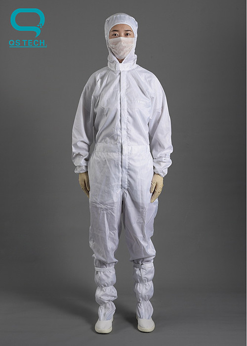 ESD Clean Room Clothing Hooded Coverall White Size S - 3XL