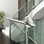 Sleek Stainless Steel Handrails with Round Plate Cover for Glass Balustrades