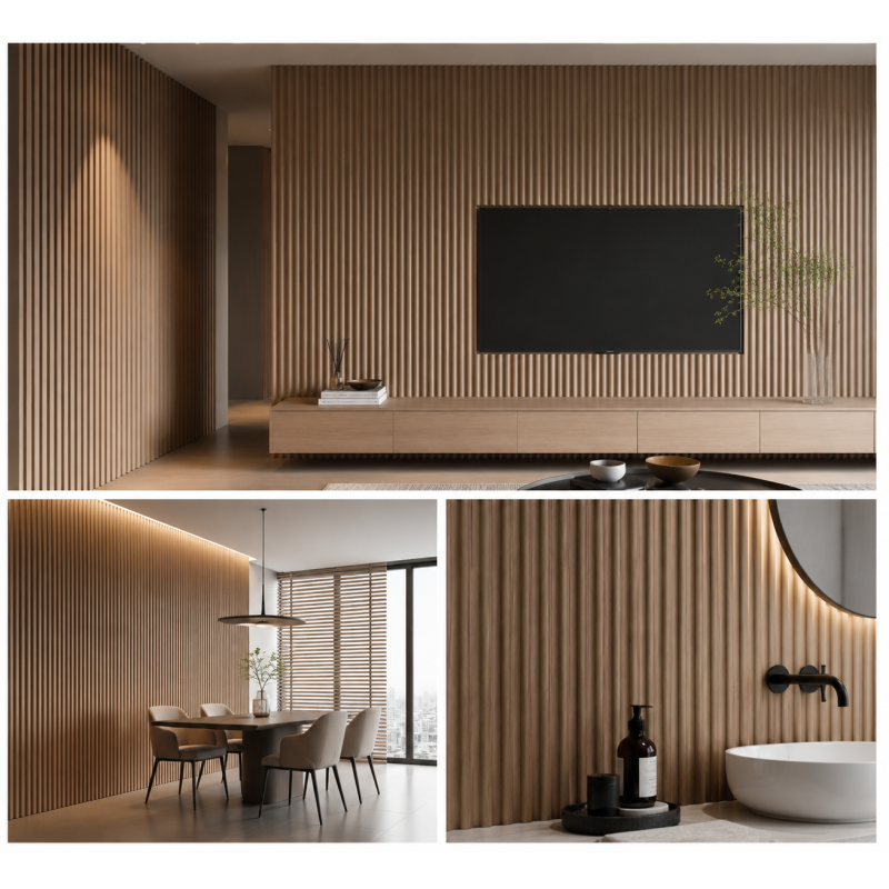 Quick Installation Solid Core PVC Fluted Wall Panels Decorative Slat Cladding Design for Interior Space Projects