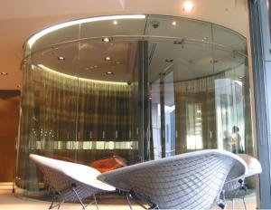 China 12.76mm Clear Toughened Laminted Curved Glass Fixed And Sliding Panels Office Partition wholesale