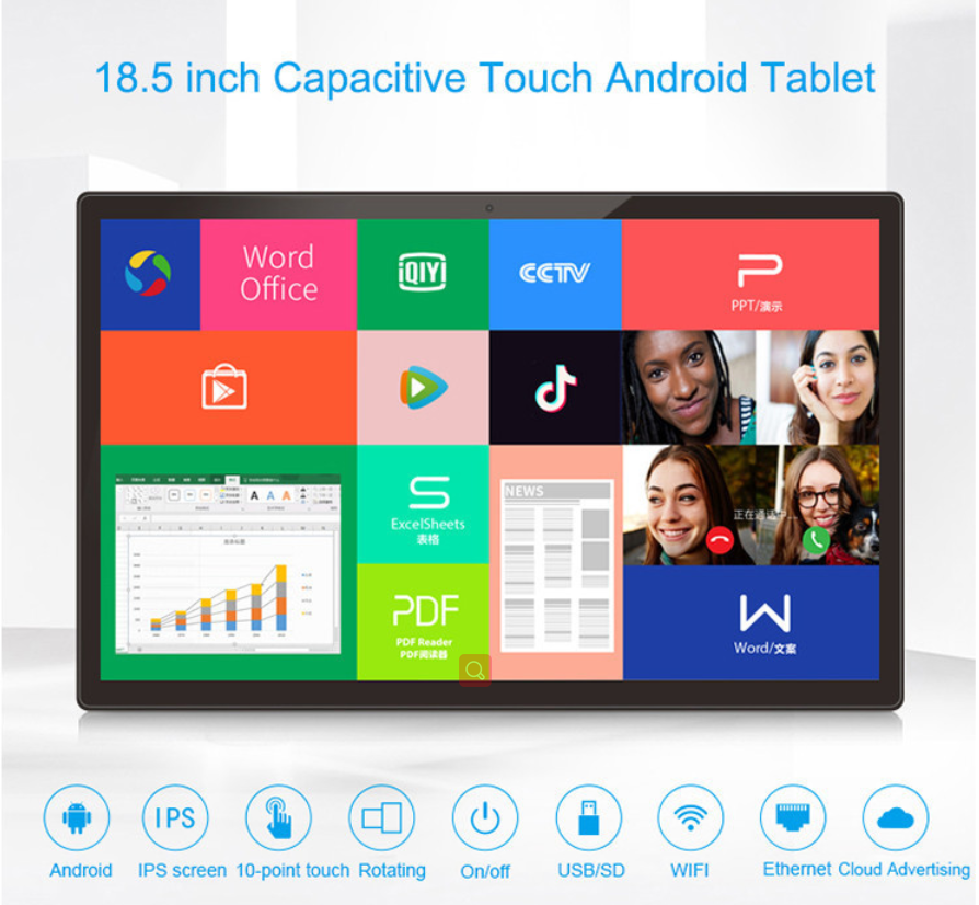 18.5 inch Android Tablet Touch Screen Flat IPS RK3288 RK3399 With POE