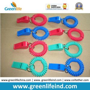 China Red/Blue Plastic Wrist Band Coil Loop with Plastic Alerting Whistles wholesale