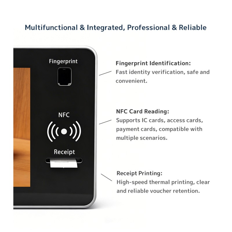 21.5'' Wall Mount Indoor NFC QR Code Scanning POS Payment Terminal HD LCD Touchscreen Facial Recognition 32GB Storage SDK Kiosk