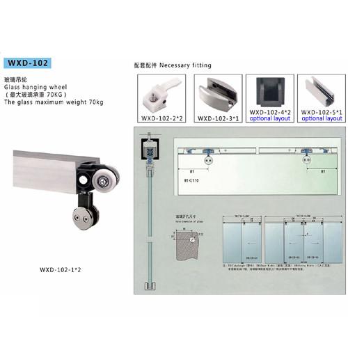 Bathroom Sliding Door System 102, Stainless Steel 304, Satin MIrror, glass