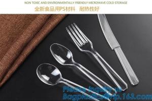 China Disposable Flatware Set-Heavyweight Plastic Cutlery 100 Forks, 100 Spoons, 100 Knives,PP Disposable Plastic Cutlery ps wholesale