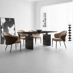 China Sleek Stainless Steel Dining Tables With Marble Tops Available For Bulk wholesale