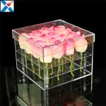 Durable Square Acrylic Flower Box Makeup Organizer Rose Storage Cosmetic Case