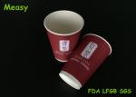 16oz Coffee Milke Tea Ripple Paper Cups In Round Wave Pattern Red Color