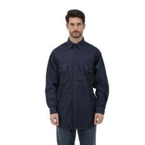 China NFPA2112 Fire Retardant Cotton Denim Shirt Men'S FR Button Down Snap Shirt on sale
